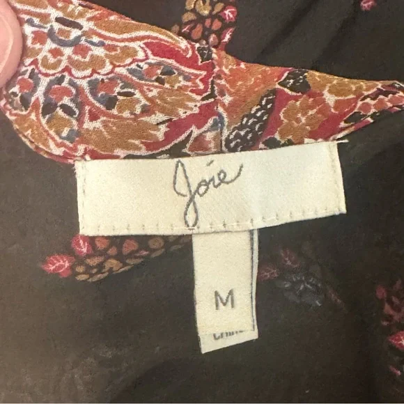 JOIE Alpina 100% Silk Dress Caviar Paisley Tie Neck Loose Fit Dress With Slip - Picture 3 of 16